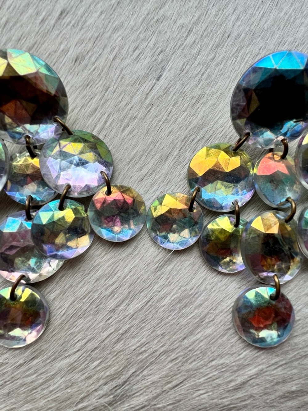 VINTAGE IRIDESCENT CHANDELIER CLIP ON EARRINGS